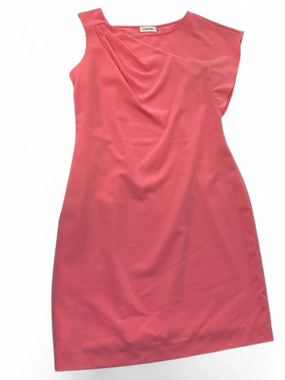 Calvin Klein Pink Asymmetric Draped Neckline Sheath Dress Sze 10
